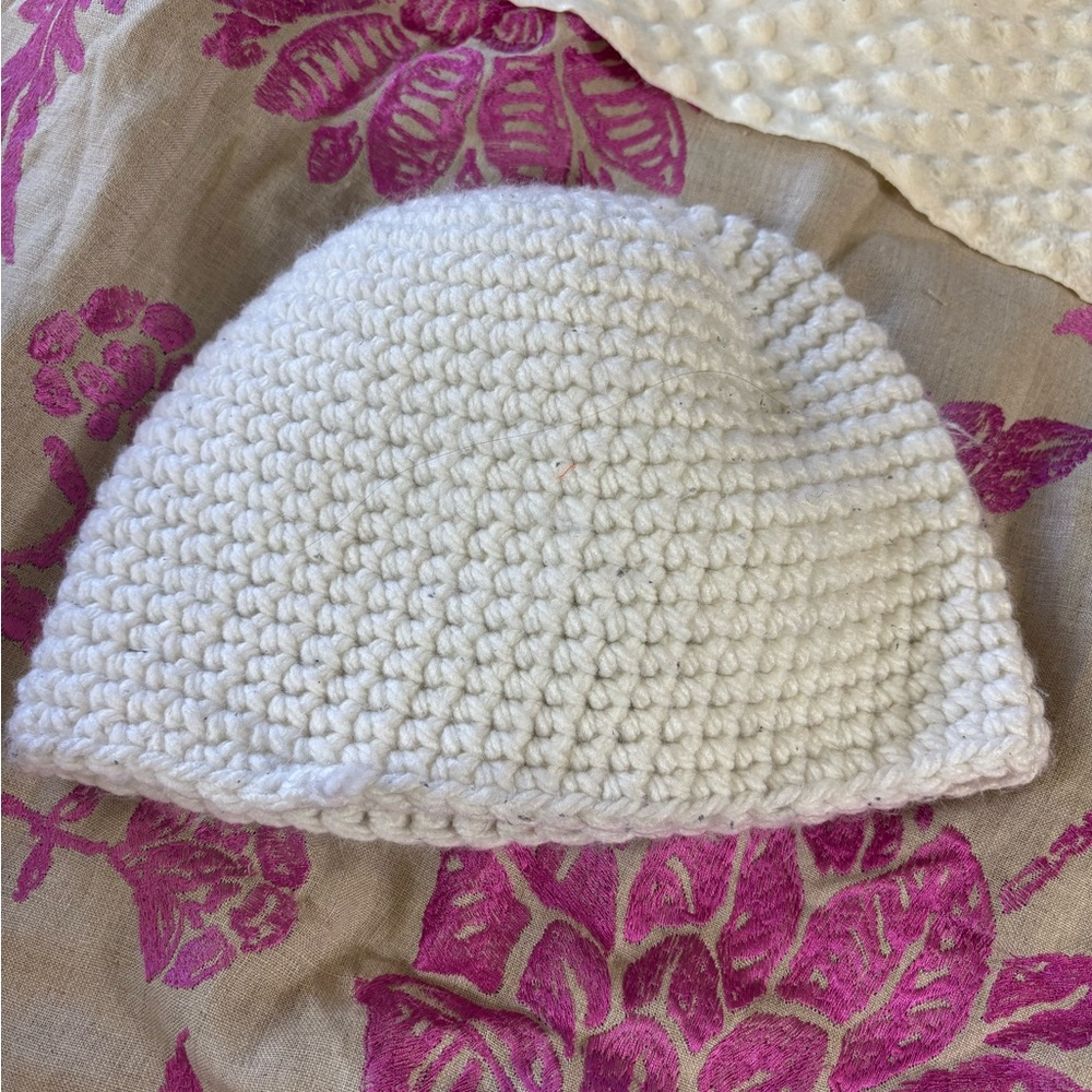 White Hand Knit Hat